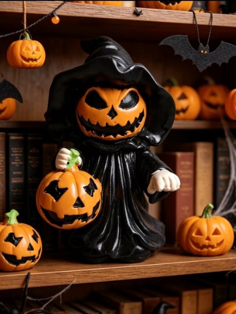 Spooky Pumpkin Figure Halloween Decor
